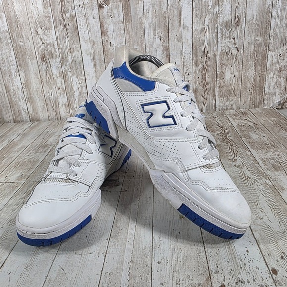 New Balance 550 Men's White Blue Low Top Basketball Sneakers Size 8.5 - Picture 6 of 8